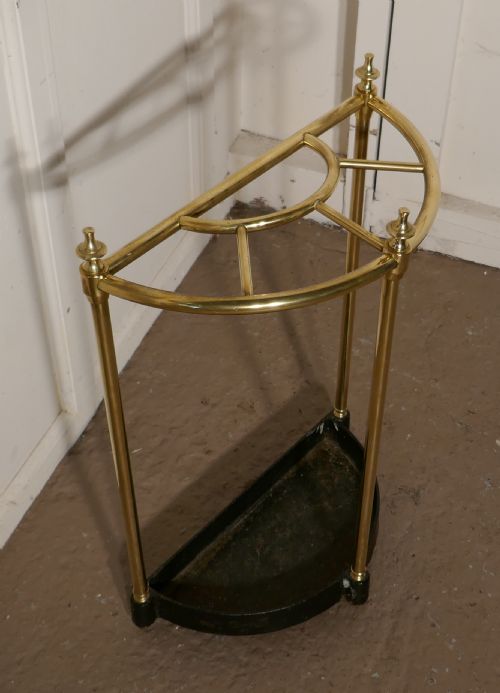 fig 1. Victorian Half Round Brass & Iron Stick Stand or Umbrella Stand