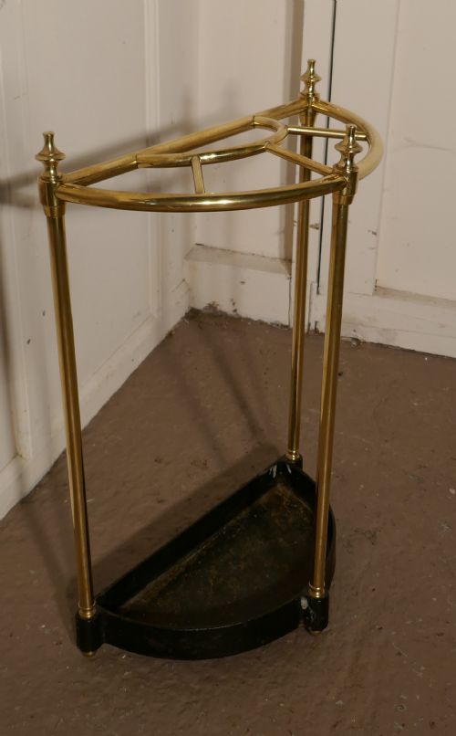 fig 2. Victorian Half Round Brass & Iron Stick Stand or Umbrella Stand