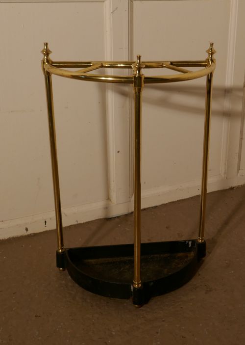 fig 3. Victorian Half Round Brass & Iron Stick Stand or Umbrella Stand