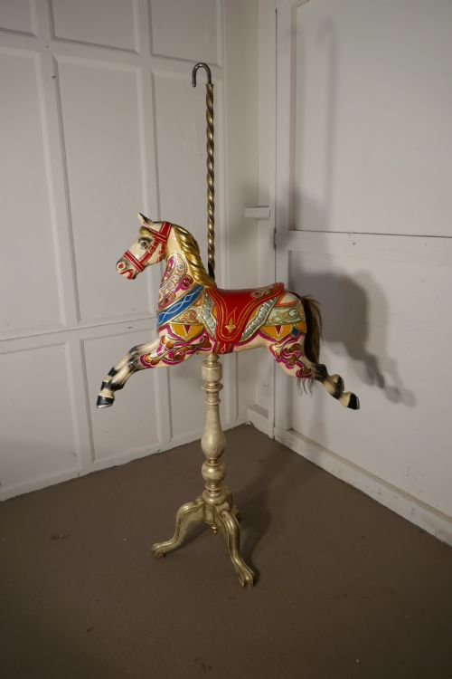 Small 19th Century Painted Wooden Carousel Galloper or Fair Ground Horse