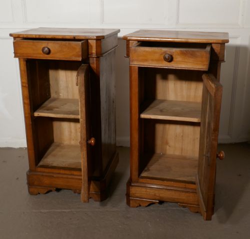 fig 1. Pair of Rustic French Country Walnut Bedside Cupboards or Night Tables