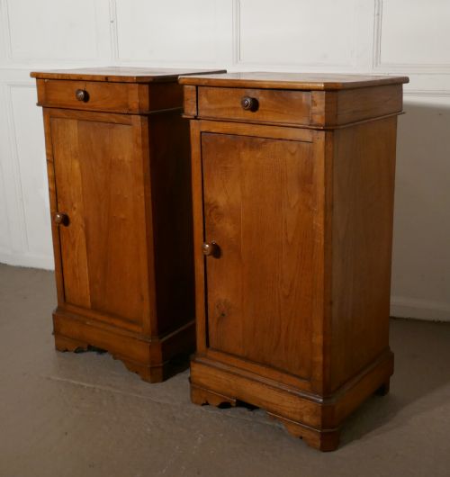 Pair of Rustic French Country Walnut Bedside Cupboards or Night Tables
