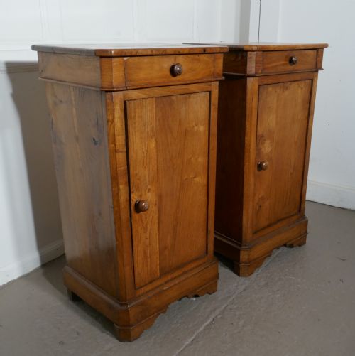 fig 2. Pair of Rustic French Country Walnut Bedside Cupboards or Night Tables