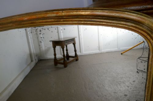 fig 1. Victorian Original Shabby Look Gold Over Mantle Mirror