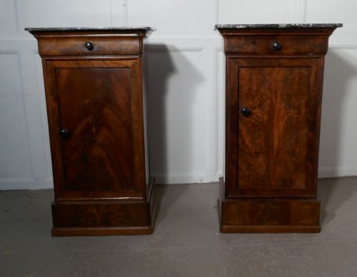 fig 1. A Pair of Figured Mahogany Bedside Cupboards