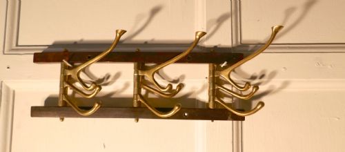 French Brass Folding Coat Hooks Rack