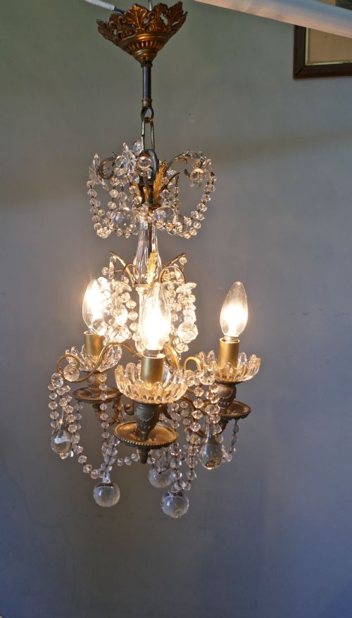 A Stunning 3 Branch Chandelier by Lucien Gau Paris