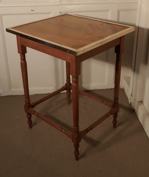 Art Deco Blonde Mahogany, Brass Bound Table