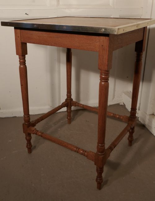 fig 1. Art Deco Blonde Mahogany, Brass Bound Table