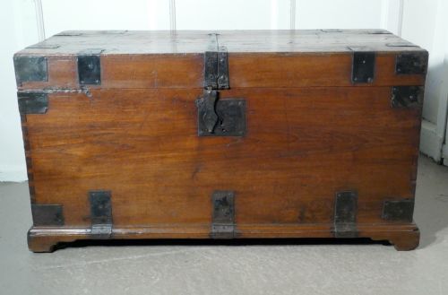 fig 2. 18th Century Heavy Iron Banded Traveling Silver Sea Chest