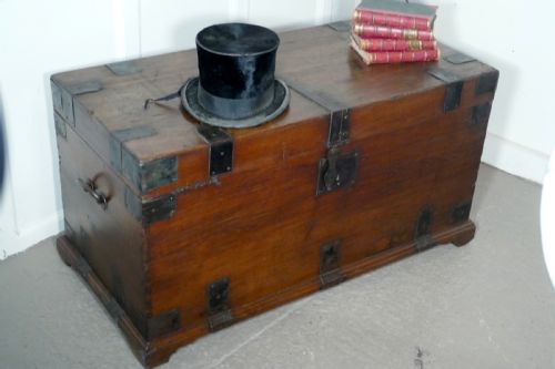 fig 3. 18th Century Heavy Iron Banded Traveling Silver Sea Chest