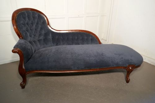 Mahogany and  Velvet Boudoir Chaise Longue