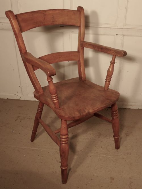 Victorian Ash and Elm Bar Back Carver Chair
