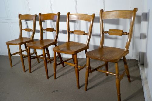 Harlequin Set of 4 Victorian Beech and Elm Rope Back Kitchen Dining Chairs