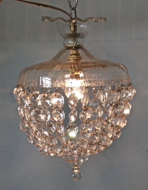 Large French Basket Crystal Chandelier