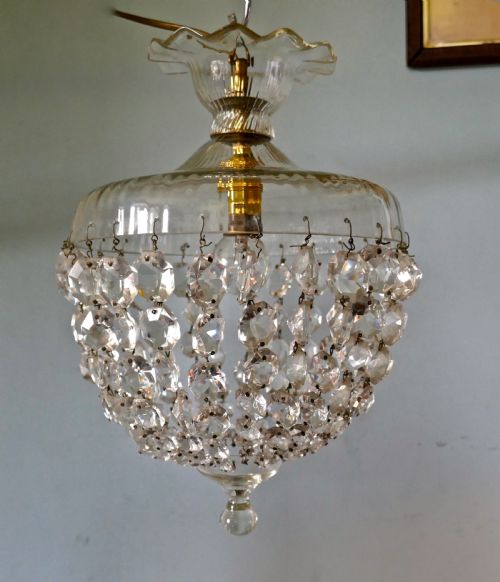 fig 1. Large French Basket Crystal Chandelier