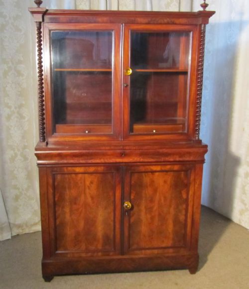 William IV Scottish Flame Mahogany Secretaire Bookcase
