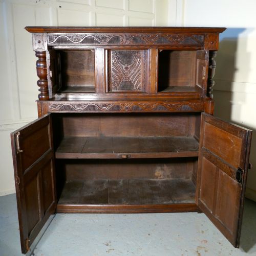 fig 2. 17th Century Carved Oak Court Cupboard,