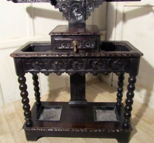 fig 2. Large Victorian Gothic Carved Oak Tree Hall Stand, William Whiteley Coat Hat & Umbrella Stand
