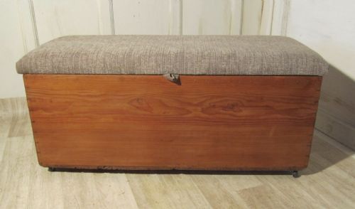 fig 1. Victorian Pine Ottoman, Blanket Toy Box Linen Chest