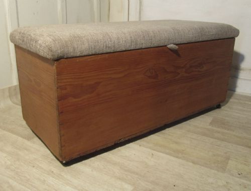 Victorian Pine Ottoman, Blanket Toy Box Linen Chest