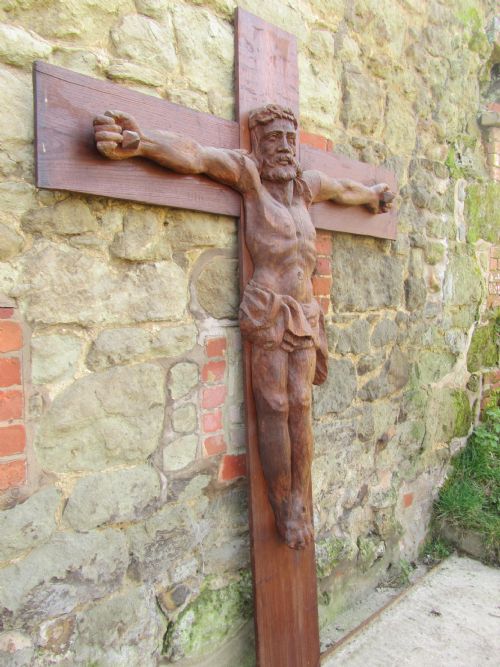 fig 1. A Large Carved Wooden Crucifix, French Cross