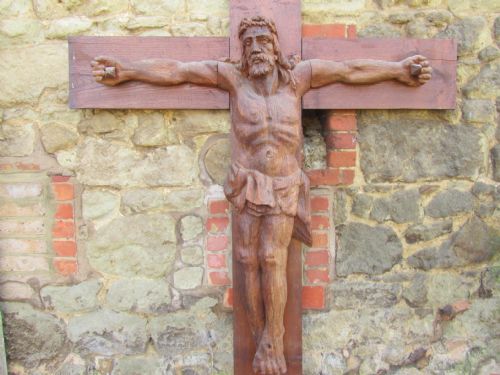 fig 2. A Large Carved Wooden Crucifix, French Cross