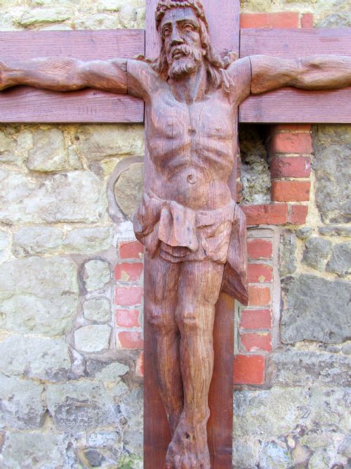 fig 3. A Large Carved Wooden Crucifix, French Cross