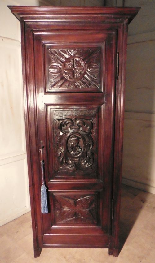 17th Century French Carved Oak Hall Cupboard