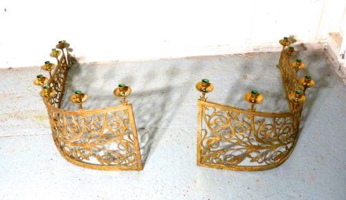 fig 2. Large Pair of 19th Century French Brass Church Candelabra,