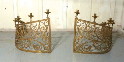 fig 1. Large Pair of 19th Century French Brass Church Candelabra,