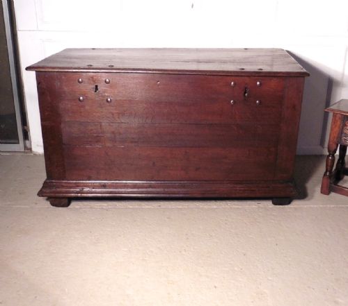 A Heavy Rustic Oak Coffer