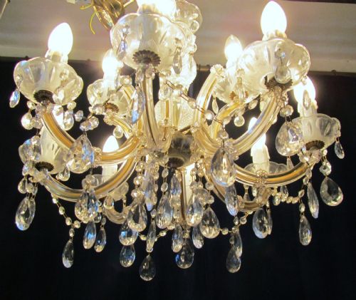 fig 3. A Charming French Cut Glass and Brass 12 Lamp Chandelier