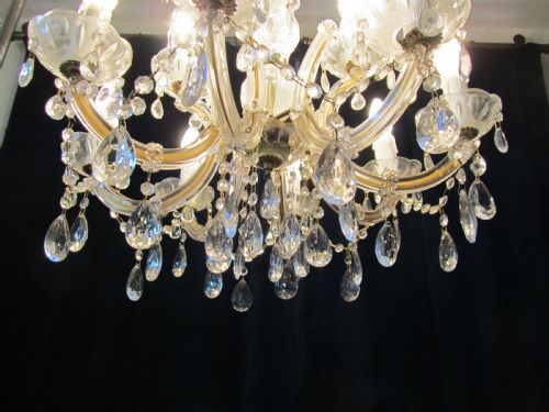 fig 1. A Charming French Cut Glass and Brass 12 Lamp Chandelier