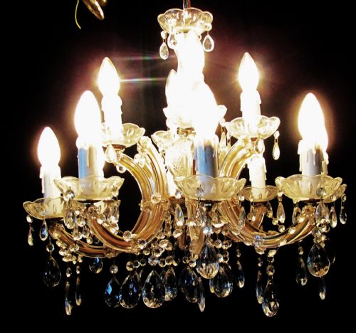 fig 2. A Charming French Cut Glass and Brass 12 Lamp Chandelier