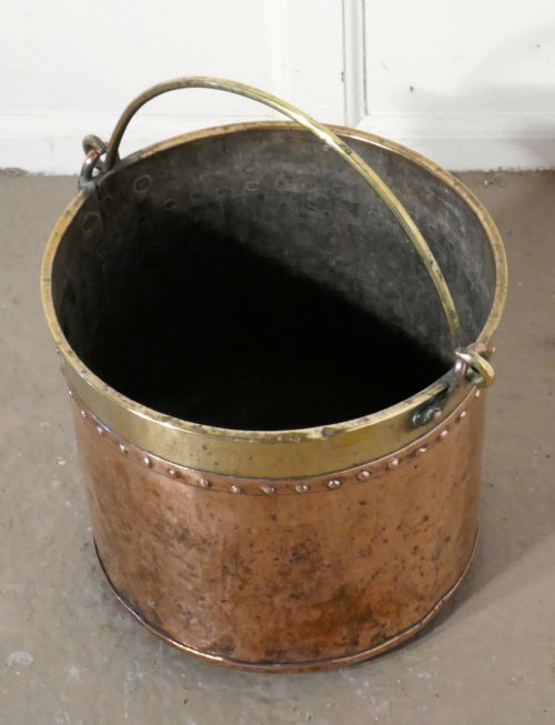 fig 2. 19th Century Copper and Brass Coal or Log Bucket