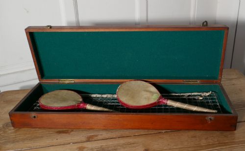 fig 3. Vintage Edwardian Ping Pong or table Tennis set by Quiggins