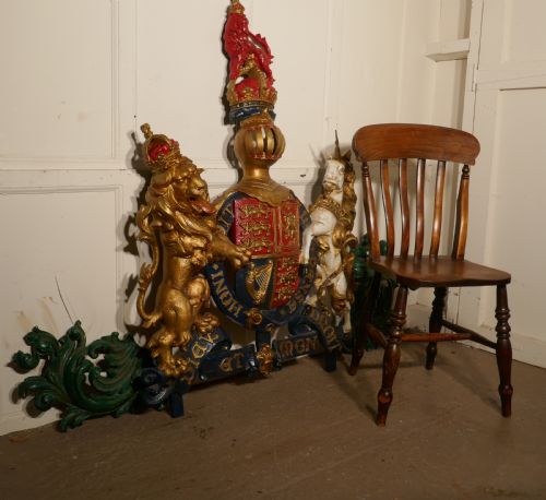 fig 1. Very Large English Cast Iron Royal Coat of Arms Shield