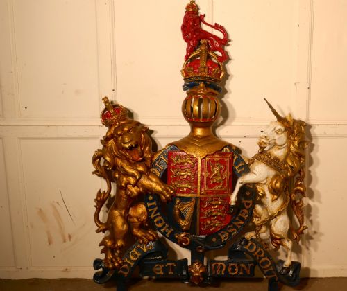 Very Large English Cast Iron Royal Coat of Arms Shield