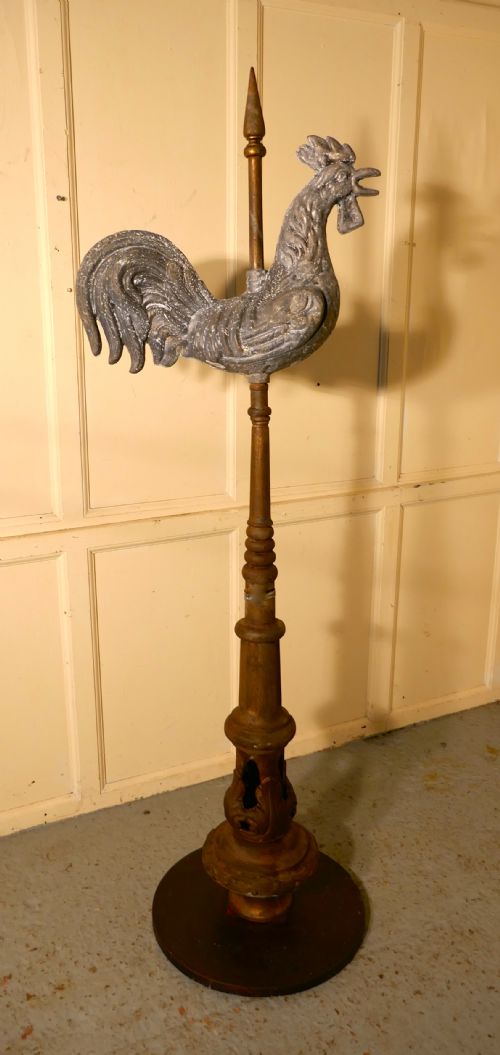 Cockerel Weather Vane Mounted on a Tower Roof Finial