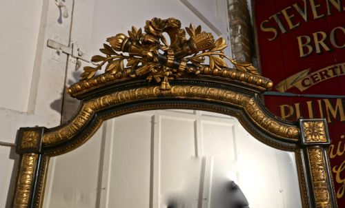 fig 2. Large French Napoleon III Ebonised and Gilt Wall Mirror, Torch and Quiver Crest
