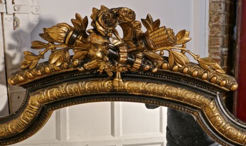 fig 3. Large French Napoleon III Ebonised and Gilt Wall Mirror, Torch and Quiver Crest