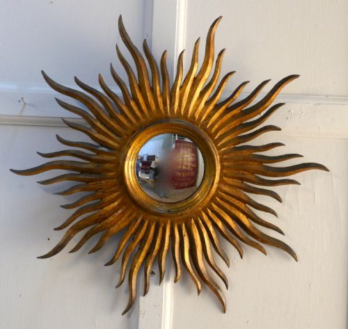 fig 3. Napoleon III French Carved Wood Sunburst-Starburst Convex Gilt Mirror
