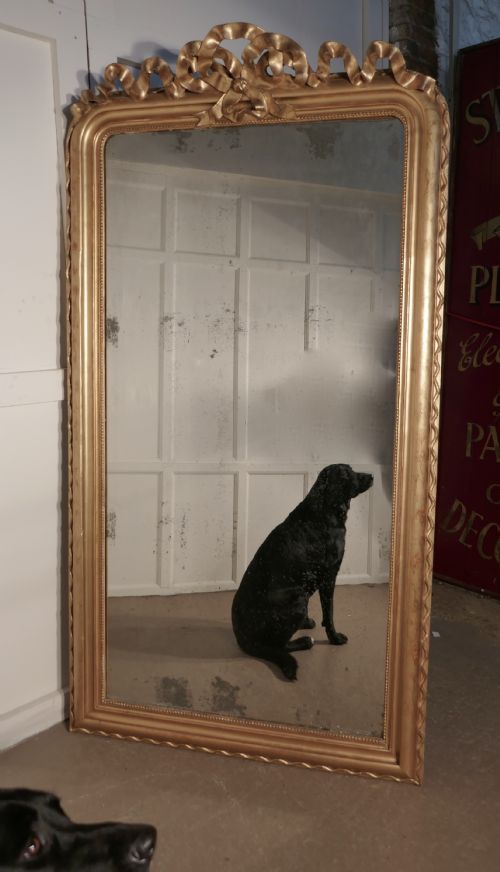 7ft Tall French 19th Century Decorated Louis Philippe Wall Mirror