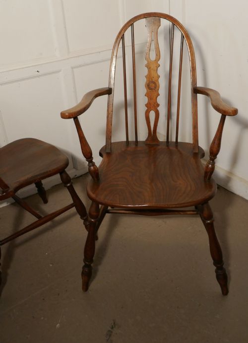 fig 2. Set of 6 Beech & Elm Arts and Crafts High Back English Windsor Chairs, 