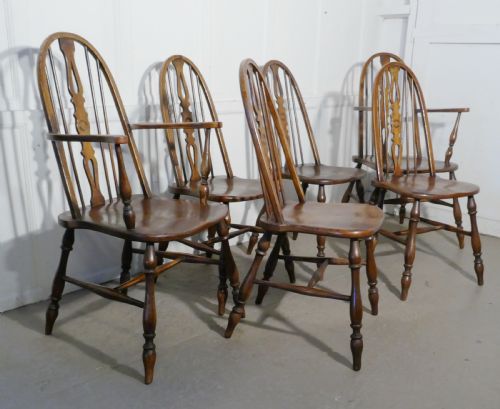 fig 4. Set of 6 Beech & Elm Arts and Crafts High Back English Windsor Chairs, 