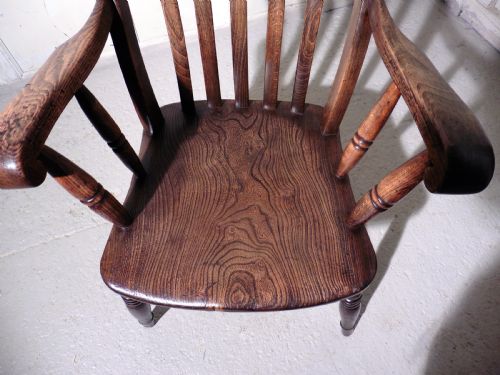 fig 3. Victorian Beech and Elm Slat Back Carver Chair