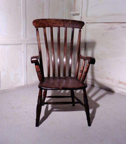 fig 2. Victorian Beech and Elm Slat Back Carver Chair
