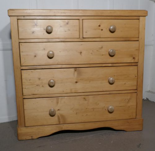 Large Victorian Stripped Pine Chest of Drawers
