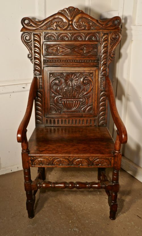 17th Century Carved Oak Wainscot Chair127